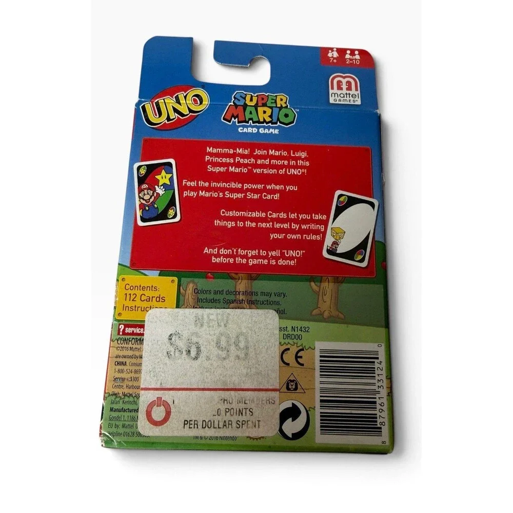 Super Mario UNO Card Game by Mattel Sealed Cards